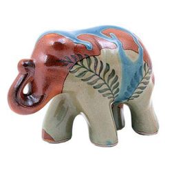 In the Jungle,'Hand Made Celadon Ceramic Elephant Sculpture'