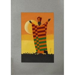 Rejoice I,'Painting of an African Man in Colorful Cotton Clothing'