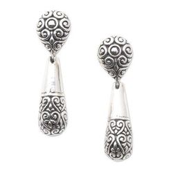 Friend of Mine,'Balinese Sterling Silver Dangle Earrings'
