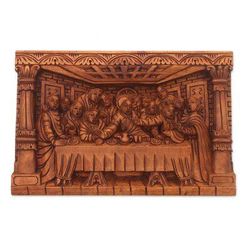 Last Dinner,'Hand-Carved Last Supper Wood Relief Panel from Bali'