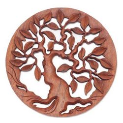 Venerable Tree,'Hand Carved Balinese Relief Panel of the Tree of Life'