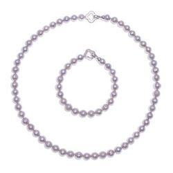 Precious Dream in Silver,'Artisan Crafted Grey Cultured Pearl Necklace and Bracelet'
