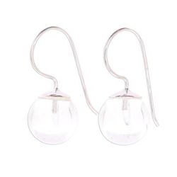 Luna in White,'Clear Quartz and Sterling Silver Drop Earrings'