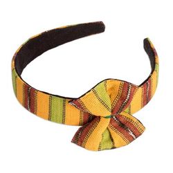 'Ocher Headband with Bow Hand-woven with 100% Cotton Canvas'