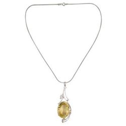 Lemon quartz floral necklace, 'Sweet Nectar'