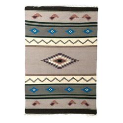 Grey Songs,'4x6 Handwoven Geometric Wool Area Rug in Grey from India'