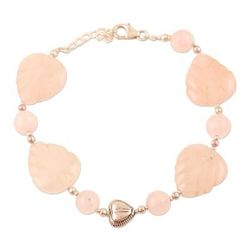 Pale Passion,'Rose Quartz and Sterling Silver Beaded Bracelet'
