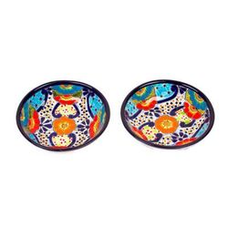 'Hand-Painted Talavera Ceramic Bowls from Mexico (Pair)'