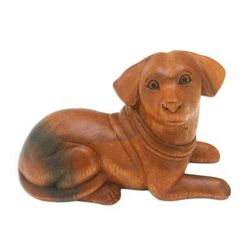 Best Boy,'Hand-Carved Wood Dog Sculpture from Bali'