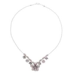 Garden in Bloom,'Hill Tribe Beaded Silver Flower Necklace'