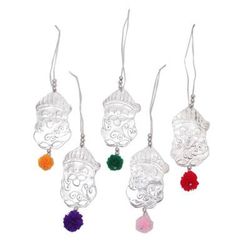 Dreaming Gnomes,'Set of 5 Handcrafted Embossed Gnome Ornaments'