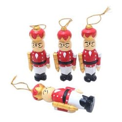 Toy Soldiers,'Hand Crafted Albesia Wood Holiday Ornaments (Set of 4)'
