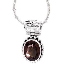 'Elegant Mystique' - Smoky Quartz Medallion in Sterling Silver Neckla