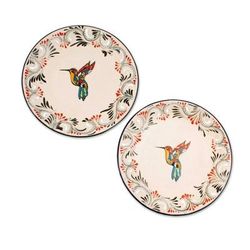 Colibri,'Hummingbird-Themed Ceramic Salad Plates (Pair)'
