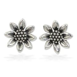Sterling silver stud earrings, 'Sunflower Love'