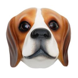 Sweet Brown Beagle,'Hand-Carved Wood Beagle Mask from Indonesia'