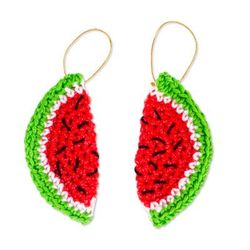 Sweet Slice,'Artisan Crafted Watermelon Ornaments (Pair)'