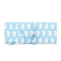 'Cotton Roll Pencil Case with Hand-Block Printed Elephants'