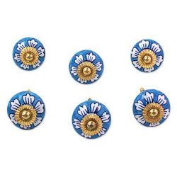 Blue Flowers,'Ceramic Cabinet Knobs Floral Blue White (Set of 6) India'