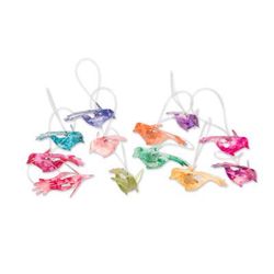 'Set of 12 Eco-Friendly Colorful Handcrafted Bird Ornaments'