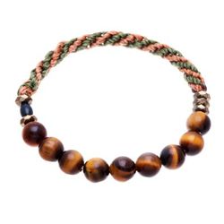 'Multi-Gemstone Beaded Stretch Bracelet in Brown and Green'