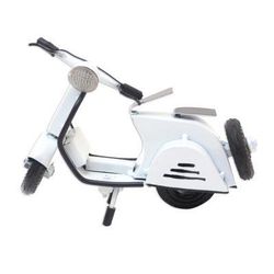 Spirited Scooter in White,'Hand Made Recycled Metal Scooter Sculpture'