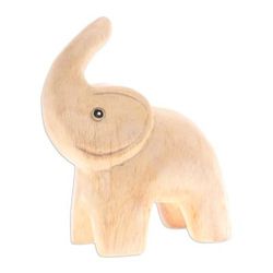 Plump Joy,'Hand-Carved Baby Elephant Raintree Wood Figurine'