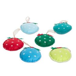 Joyous Sparks,'Set of 6 Handmade Felt Ornaments in Colorful Palette'