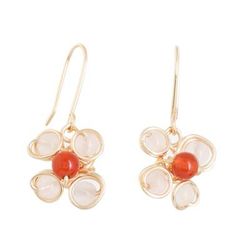 Flourishing Harmony,'Handcrafted Rose Quartz and Agate Floral Dangle Earrings'