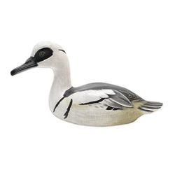White Smew,'Hand-Painted Suar Wood Duck Statuette'