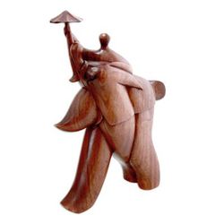 'Guardian Umbrella' - Fair Trade Wood Sculpture from Indonesia