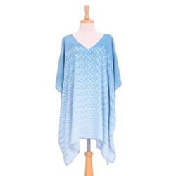Thai Rain in Light Blue,'Tie-Die Rayon Caftan from Thailand'