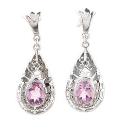 Amethyst dangle earrings, 'Blessed Garden'