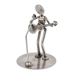 Auto part sculpture, 'Rustic Folk Singer'