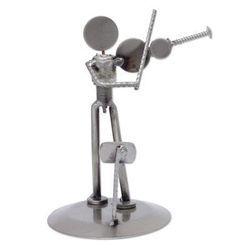 Auto part sculpture, 'Rustic Violinist'