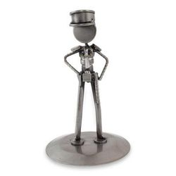 Auto part sculpture, 'Rustic Police Officer'