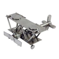 'Rustic Biplane' - Hand Crafted Recycled Metal Rustic Mexico Sculpture