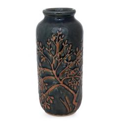 Celadon ceramic vase, 'Golden Tree' - Fair Trade Celadon Ceramic Vase