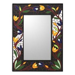 Mirror, 'Tantalizing Tulips' - Hand Made Mosaic Ceramic Wall Mirror