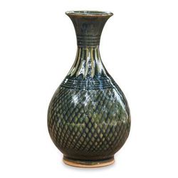 'Glamorous Celebration' - Hand Made Celadon Ceramic Vase from Thailand