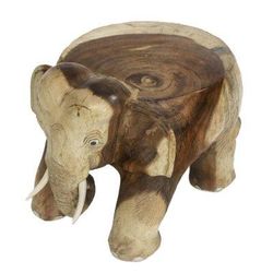 Elephant Relaxation,'Natural Wood Elephant Stool from Thailand (11.5 Inch)'