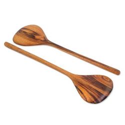 Peten Kitchen,'Pair of Handcrafted Guatemalan Jobillo Wood Salad Utensils'