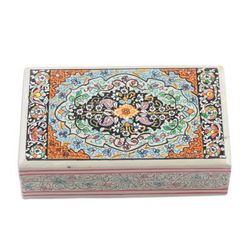Persian Midnight Garden,'Indian Wood Papier Mache Decorative Box in Blue'