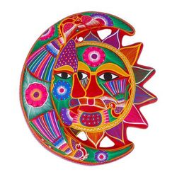 Blossoming Eclipse,'Handmade Sun and Moon Ceramic Wall Art'