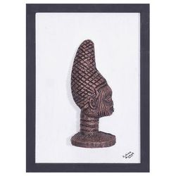 Powerful Queen,'Ceramic and Wood Relief Wall Art of Nigerian Queen Idia'