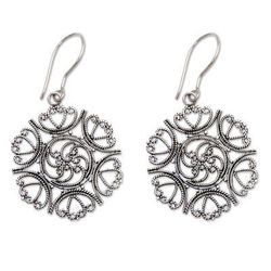 Sterling silver floral earrings, 'Heart of Rose'
