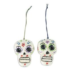 Holiday Skulls,'Reclaimed Wood Skull Ornaments (Pair)'