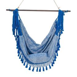 Take Me to the Beach,'Artisan Crafted Blue Cotton Hammock Chair'