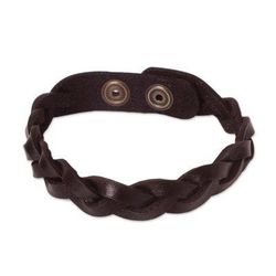 'Three Dark Rivers' - Men's Artisan Crafted Leather Wristband Brac