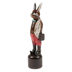 Sir Kelinci,'Hand Carved Albesia Wood Rabbit Statuette from Bali'